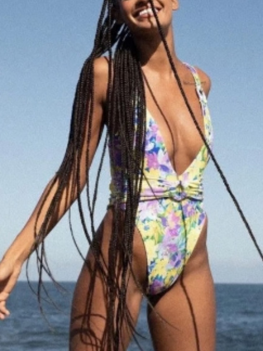 FOR LOVE & LEMONS swimsuit womens Cydney One-Piece Daffodil Print Size